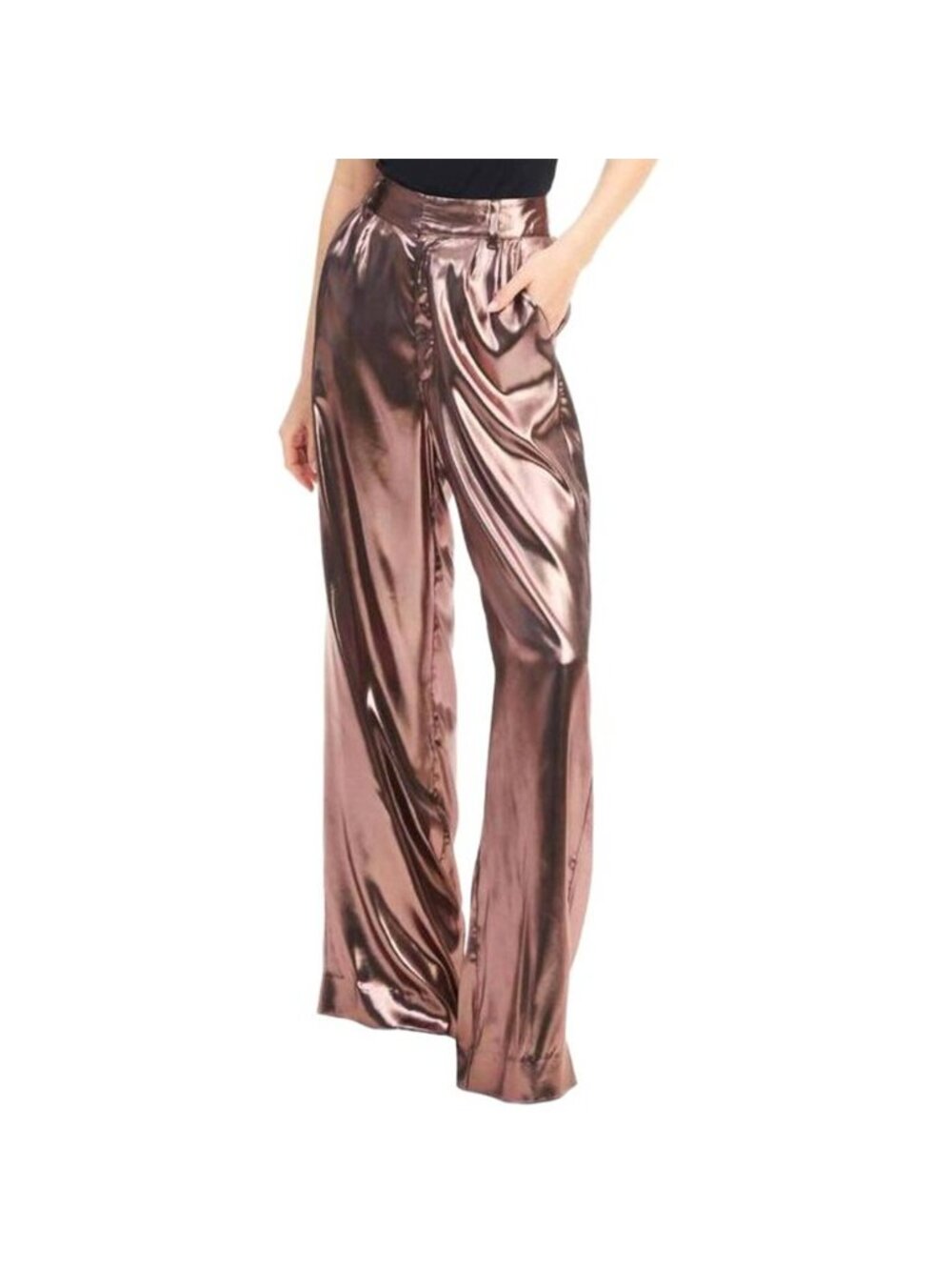 Allison New York Joan Lame Pants in Rose Gold Size Extra Small New